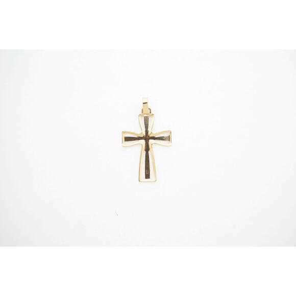 Estate 14k Yellow Gold Cross Pendant Fine Jewelry Men 3.20g - Picture 5 of 7